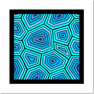 TURQUOISE GEOMETRIC SHELL PATTERN Posters and Art